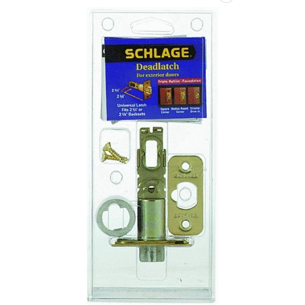 Schlage 40-251 Tri-Option Deadlatch Brass Exterior‎ Door Universal 2-3/8 2-3/4
